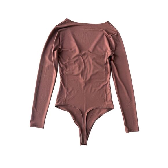Abercrombie & Fitch Brown Long-Sleeve Slinky Hook-and-Eye Bodysuit Size S - Picture 5 of 10